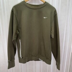 Nike Mens Sweatshirt S Green Dri-FIT Standard Issue Crewneck Pullover Zip Pocket